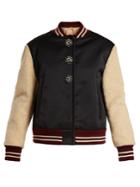 No. 21 Contrast-sleeve Satin And Faux-shearling Jacket