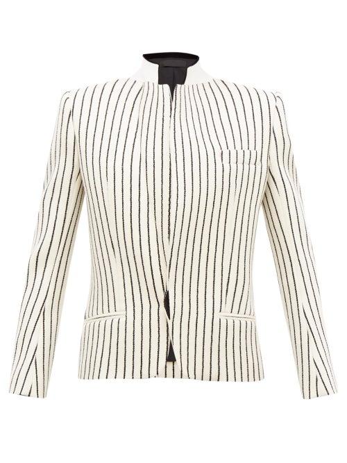 Matchesfashion.com Haider Ackermann - Velvet Collar Striped Jacquard Wool Blazer - Womens - Cream Multi