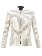 Matchesfashion.com Haider Ackermann - Velvet Collar Striped Jacquard Wool Blazer - Womens - Cream Multi