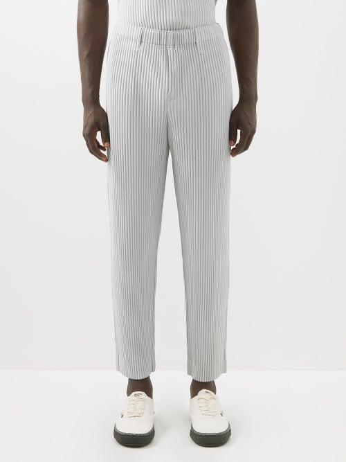 Homme Pliss Issey Miyake - Technical-pleated Trousers - Mens - Light Grey