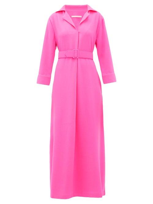 Matchesfashion.com Marta Ferri - Belted Wool-crepe Maxi Dress - Womens - Fuchsia
