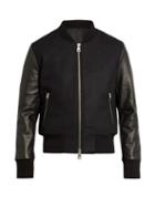 Ami Zip-through Wool-blend And Leather Jacket