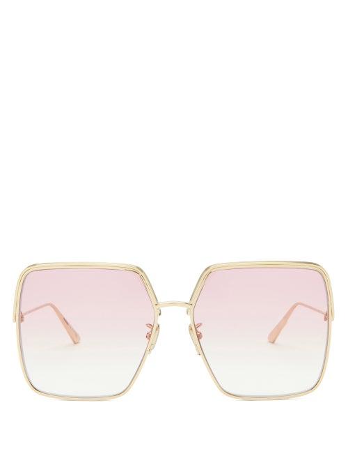 Matchesfashion.com Dior - Everdior Square Metal Sunglasses - Womens - Pink