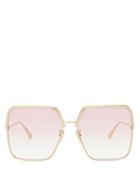 Matchesfashion.com Dior - Everdior Square Metal Sunglasses - Womens - Pink