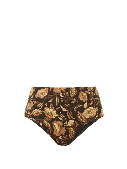 Matchesfashion.com Matteau - The High Waist Floral-print Bikini Briefs - Womens - Yellow Print