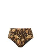 Matchesfashion.com Matteau - The High Waist Floral-print Bikini Briefs - Womens - Yellow Print
