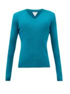 Bottega Veneta - V-neck Wool-blend Sweater - Mens - Blue