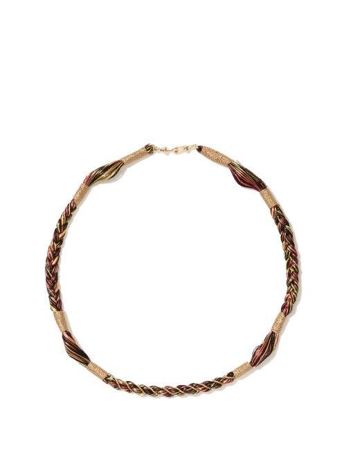 Marie Lichtenberg - Rathi Link Braided-cotton & 18kt Gold Necklace - Womens - Rose Gold