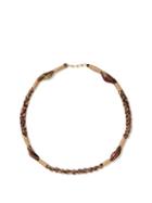Marie Lichtenberg - Rathi Link Braided-cotton & 18kt Gold Necklace - Womens - Rose Gold
