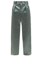 S.s. Daley - Hockney Pleated Satin Straight-leg Trousers - Mens - Green