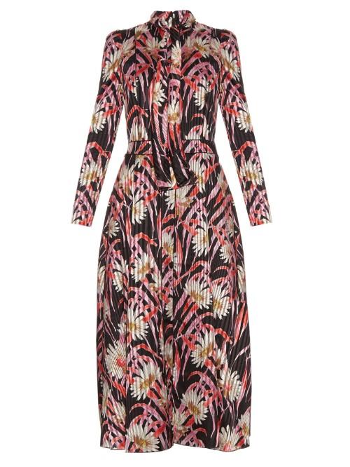 Giambattista Valli Daisy-print Satin Midi Dress