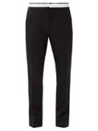 Matchesfashion.com Burberry - Leather-panelled Wool-crepe Trousers - Mens - Black