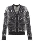 Matchesfashion.com Amiri - Python Intarsia Wool Blend Cardigan - Mens - Dark Grey