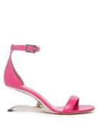 Alexander Mcqueen - Sculptural-heel Leather Sandals - Womens - Pink