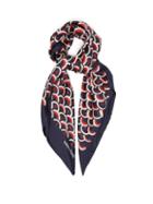 Matchesfashion.com Valentino - Logo Print Silk Twill Scarf - Womens - Blue