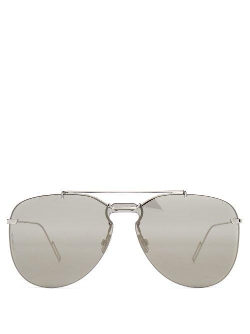 Matchesfashion.com Dior Homme Sunglasses - Aviator Frame Metal Sunglasses - Mens - Silver