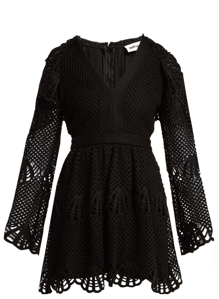 Self-portrait Scallop-edged Crochet Dress