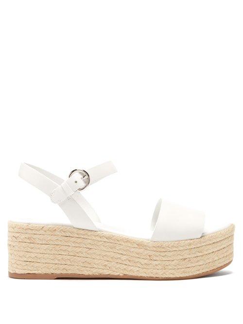 Matchesfashion.com Prada - Espadrille Leather Flatform Sandals - Womens - White