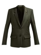 Matchesfashion.com Bottega Veneta - Single Breasted Mohair And Wool Blend Blazer - Womens - Dark Green