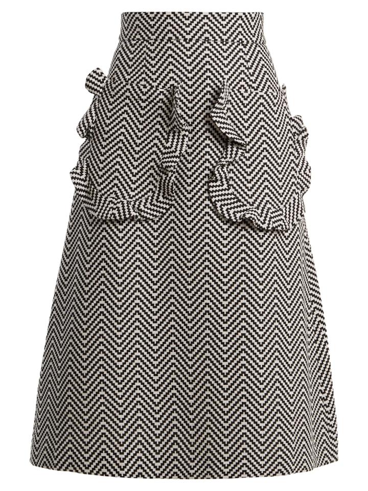 House Of Holland Ruffle-trimmed Zigzag Cotton-blend Skirt