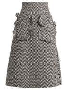 House Of Holland Ruffle-trimmed Zigzag Cotton-blend Skirt