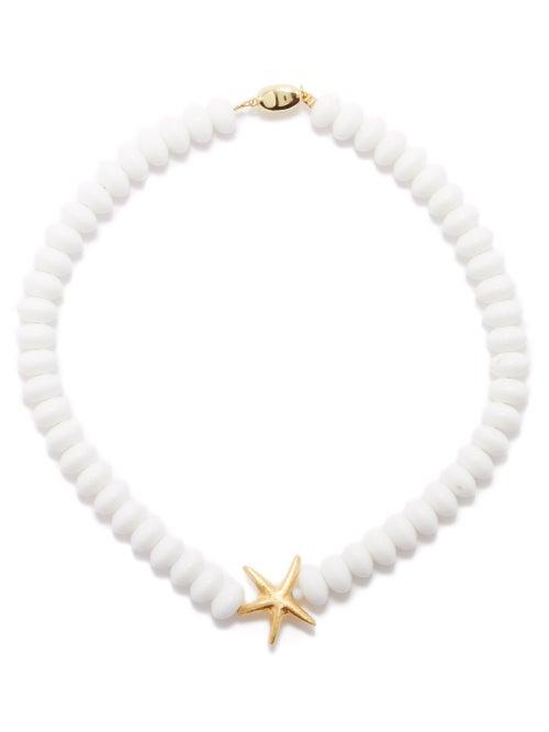 Timeless Pearly - Starfish Gold-plated Beaded Necklace - Womens - White Gold
