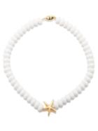 Timeless Pearly - Starfish Gold-plated Beaded Necklace - Womens - White Gold