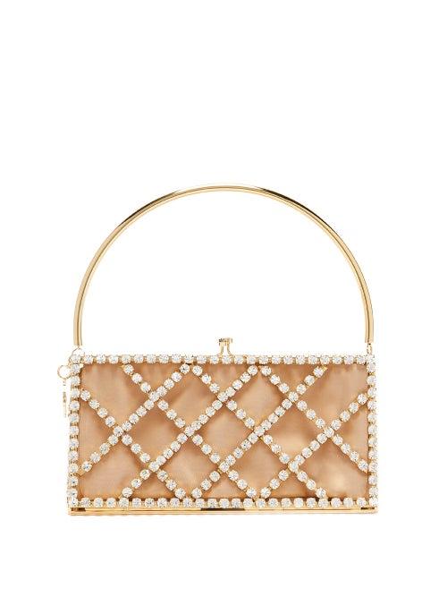 Matchesfashion.com Rosantica - Garofano Caged Crystal And Satin Bag - Womens - Beige