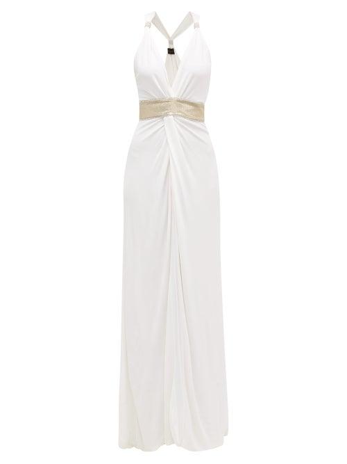 Matchesfashion.com Dundas - Crystal-embellished Knotted-front Gown - Womens - White