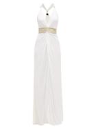 Matchesfashion.com Dundas - Crystal-embellished Knotted-front Gown - Womens - White