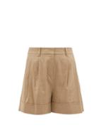 Matchesfashion.com Diane Von Furstenberg - Shiana Turned Up Cuff Linen Blend Shorts - Womens - Beige