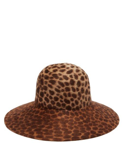 Matchesfashion.com Lola Hats - Leopard Print Felt Hat - Womens - Brown
