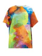 Matchesfashion.com Raey - Neon Tie Dye Print Long Line Silk Top - Womens - Multi