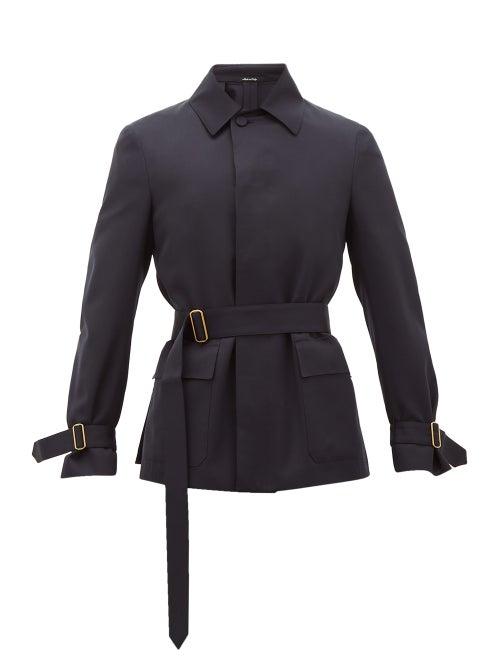 Matchesfashion.com Dunhill - Belted Wool-twill Jacket - Mens - Navy