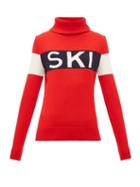 Matchesfashion.com Perfect Moment - Ski Intarsia Roll Neck Wool Sweater - Womens - Red