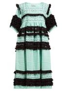 Matchesfashion.com Molly Goddard - Elodie Ruffled Gingham Cotton Midi Dress - Womens - Green