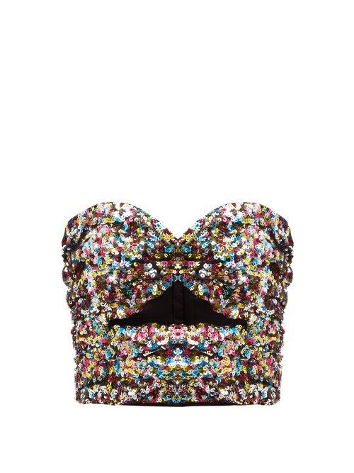 Matchesfashion.com The Attico - Sequinned Strapless Cropped Top - Womens - Multi