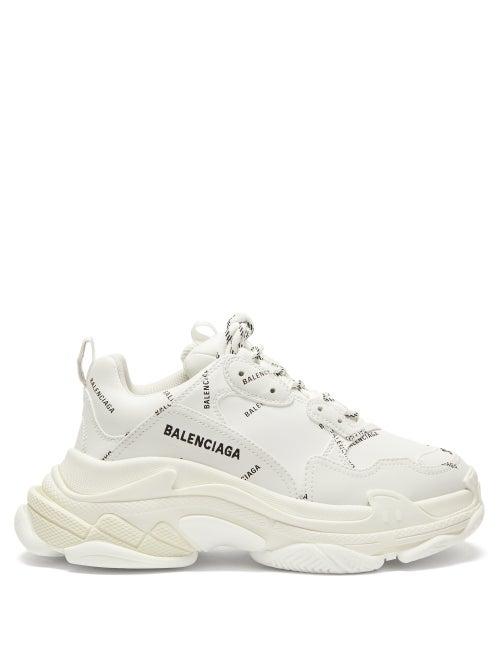 Balenciaga - Triple S Faux-leather Trainers - Womens - White