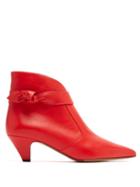 Matchesfashion.com Tabitha Simmons - Nixie Point Toe Leather Ankle Boots - Womens - Red