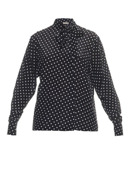 Bottega Veneta Neck-tie Polka-dot Silk Blouse