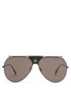 Matchesfashion.com Alexander Mcqueen - Aviator Metal Sunglasses - Mens - Black