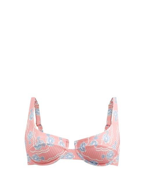 Matchesfashion.com Fisch - Grenadins Recycled Fibre-blend Bikini Top - Womens - Pink Print