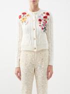 Gucci - Logo And Floral-embroidered Cotton-blend Cardigan - Womens - Ivory Multi