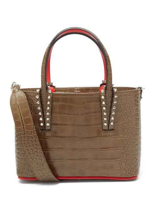Christian Louboutin - Cabata Mini Croc-effect Leather Cross-body Bag - Womens - Grey