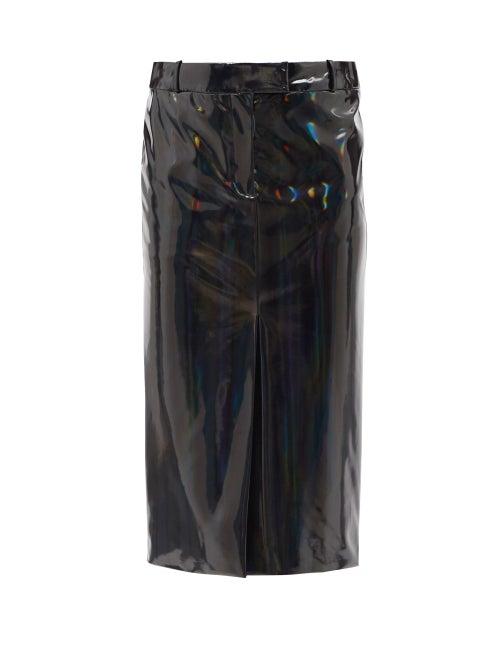 The Attico - High-rise Vinyl Pencil Skirt - Womens - Black