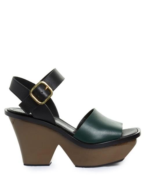 Marni Tri-colour Lacquered-wedge Sandals