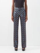 Etro - Metallic-jacquard Straight-leg Suit Trousers - Womens - Black