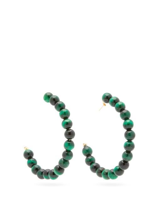 Matchesfashion.com Rosantica By Michela Panero - Esplosione Beaded Hoop Earrings - Womens - Green Multi