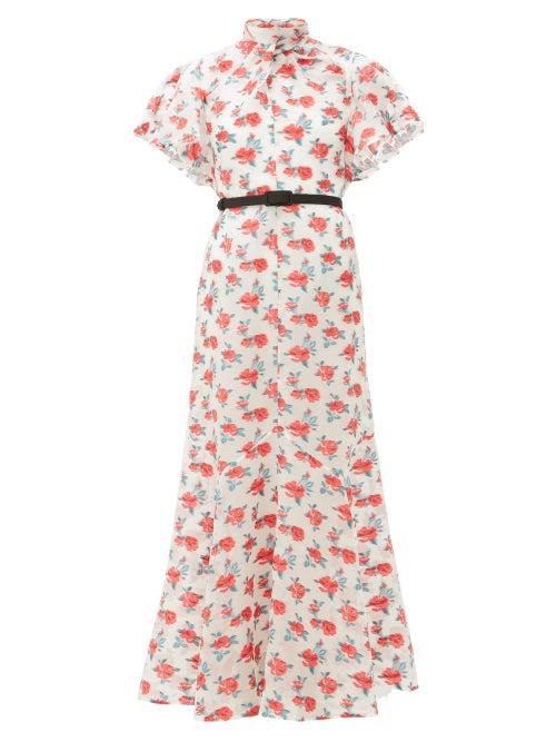 Matchesfashion.com Erdem - Celestina Rose Fil Coup Organza Dress - Womens - White Multi