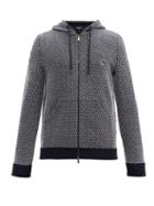 Matchesfashion.com Giorgio Armani - Zipped Chevron Wool-blend Hooded Sweatshirt - Mens - Navy Multi